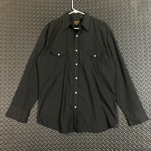 BJ-R Black Pearl Snap Button Up Western‎ Cowboy Long Sleeve Shirt Men's Size L